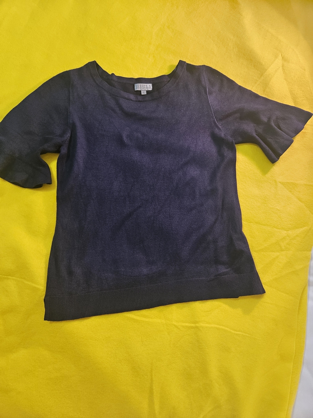 Joseph A Navy Short Sleeve Crewneck Knit Top